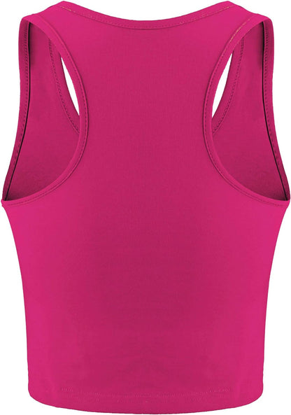 4 Pieces Basic Crop Tank Tops Sleeveless Racerback Sport Cotton Tank Tops for Women (Black, White, Rose Red, Purple,Large)